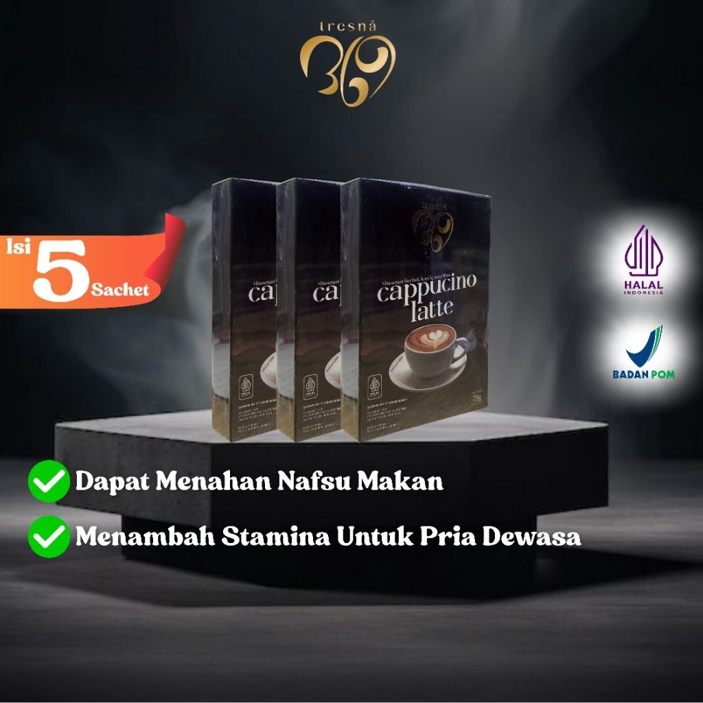 

CAPPUCINO LATTE TRESNA 369 / KOPI PENAMBAH STAMINA PRIA DEWASA ISI 5 SACHET