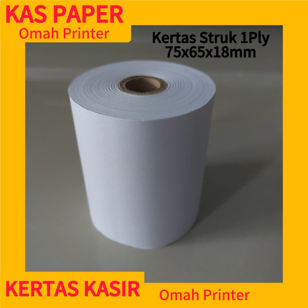 

KERTAS KASIR 1 PLY UKURAN 75x65x18mm / KERTAS STRUK PRINTER KASIR DOTMATRIX EPSON TMU220