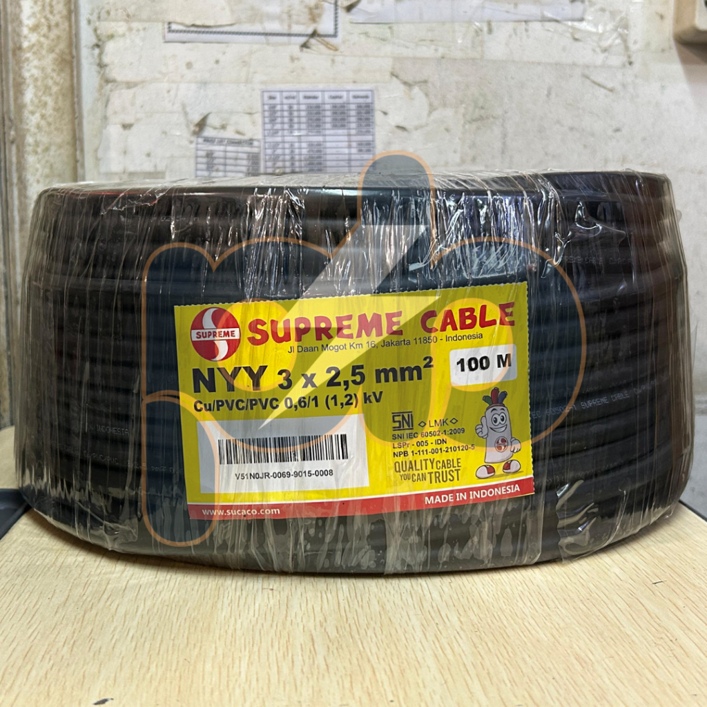 Kabel NYY 3 x 2.5mm Merk Supreme / Kabel NYY 3 x 2.5 mm Supreme