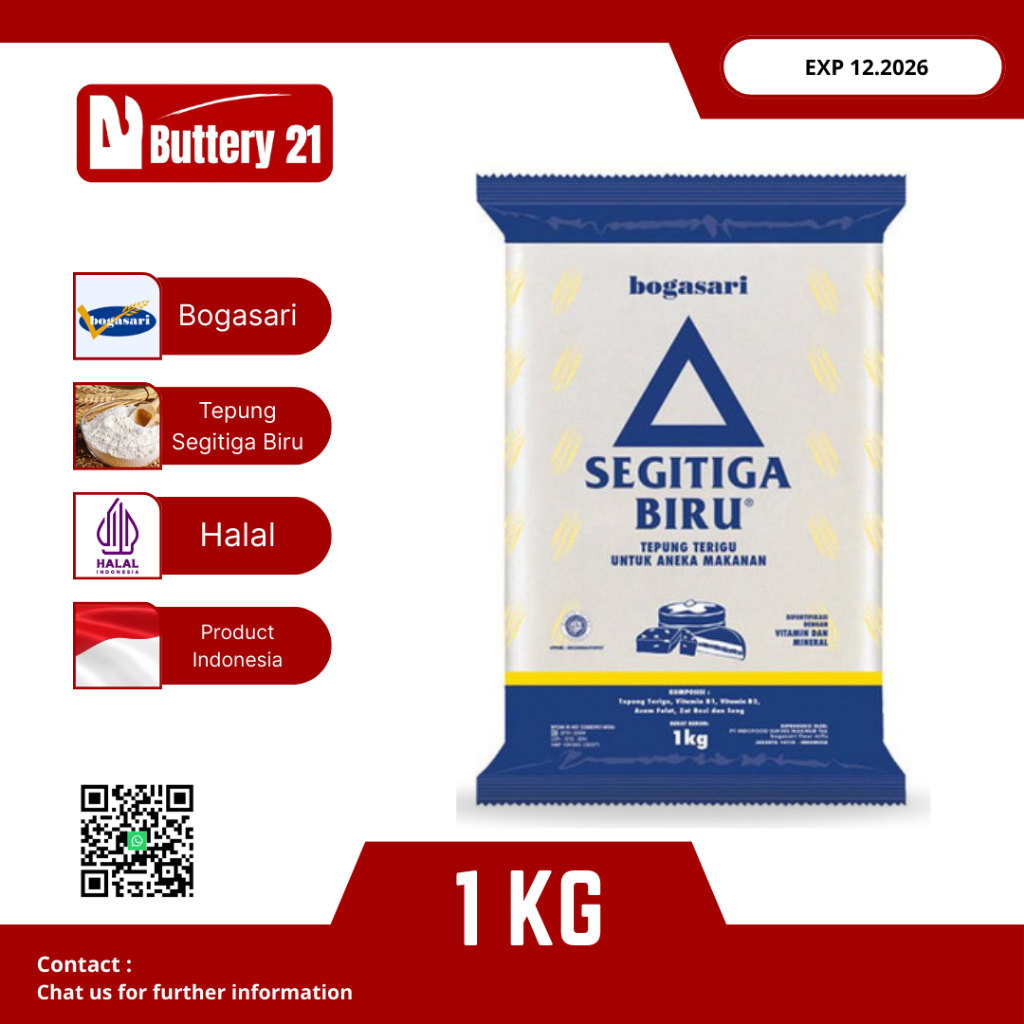 

TEPUNG SEGITIGA BIRU 1 KG/TEPUNG TERIGU SEGITIGA BIRU/BOGASARI SEGITIGA BIRU