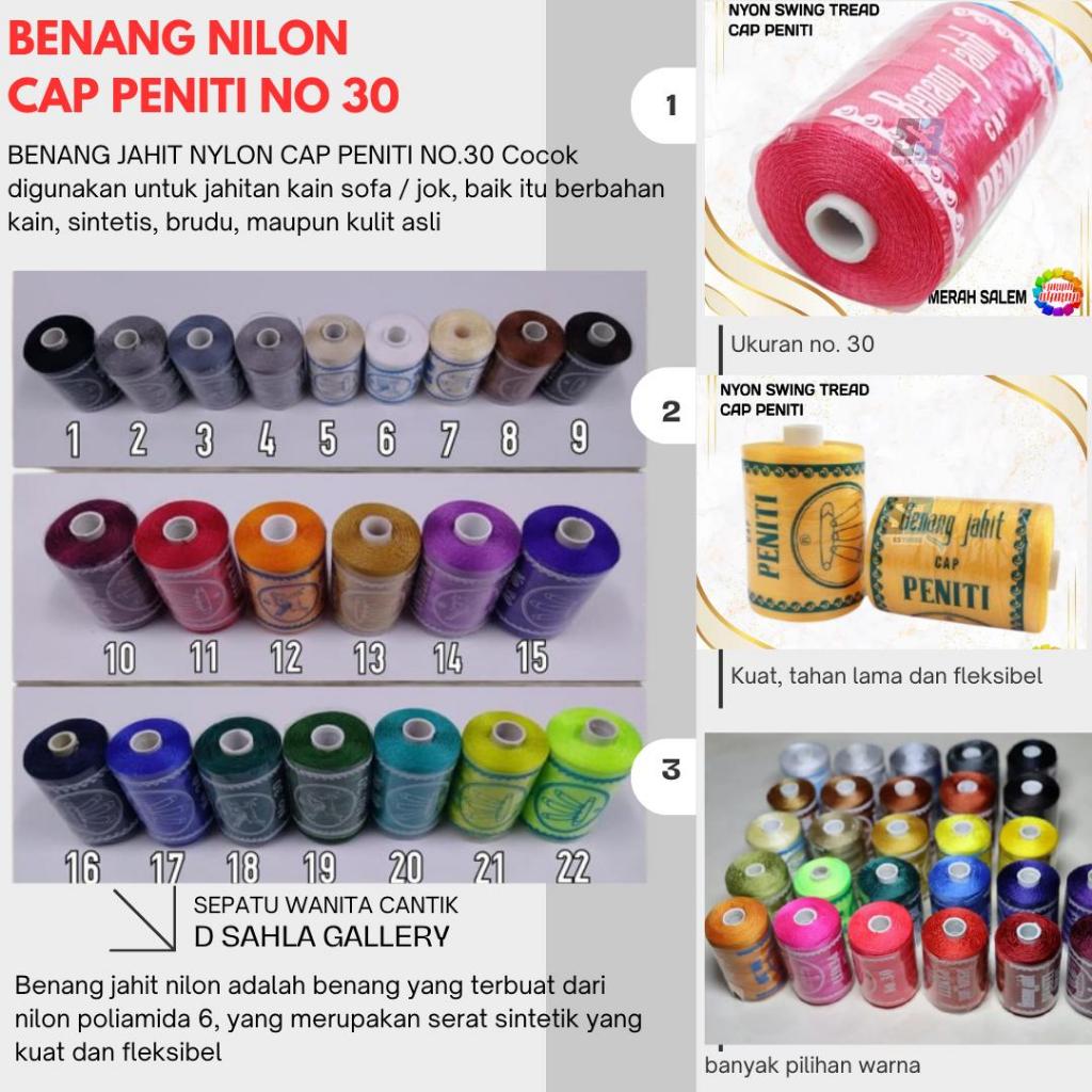 1/2 LUSIN ISI 6 PCS BENANG JAHIT NYLON KECIL NILON BENANG MESIN JAHIT BENANG CAP PENITI NO.30 MENJAH