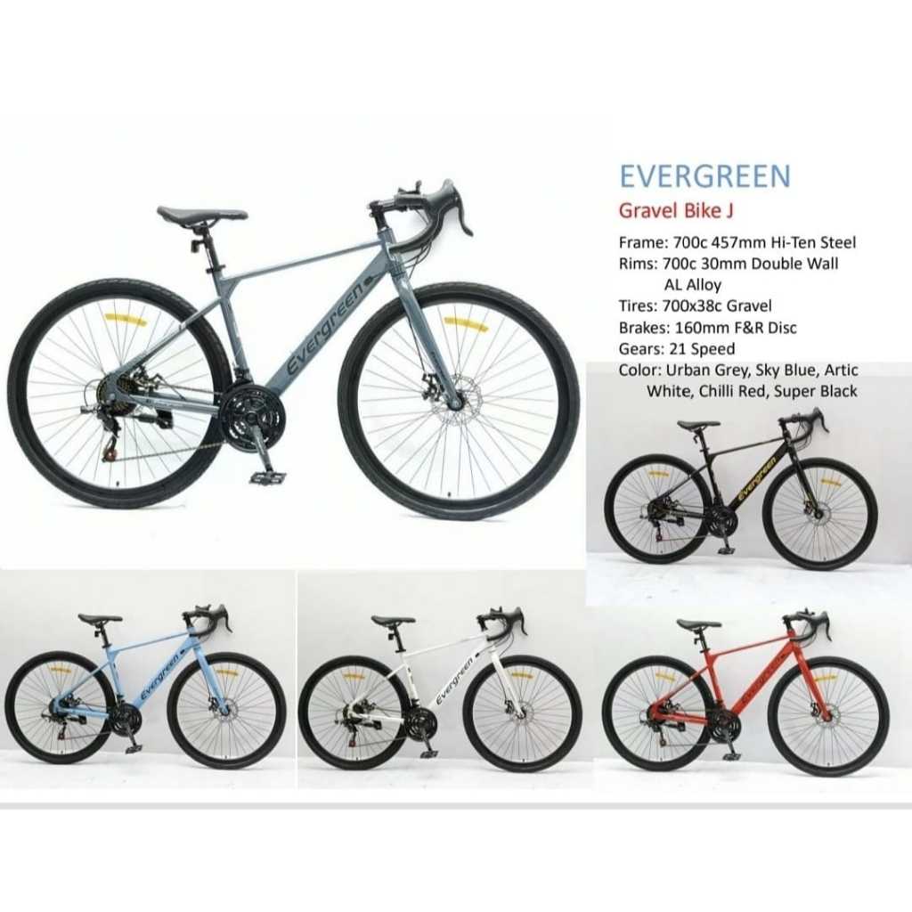 Sepeda Balap Roadbike Evergreen Gravel Jazz Gravel 3 x 7 Speed Cakram