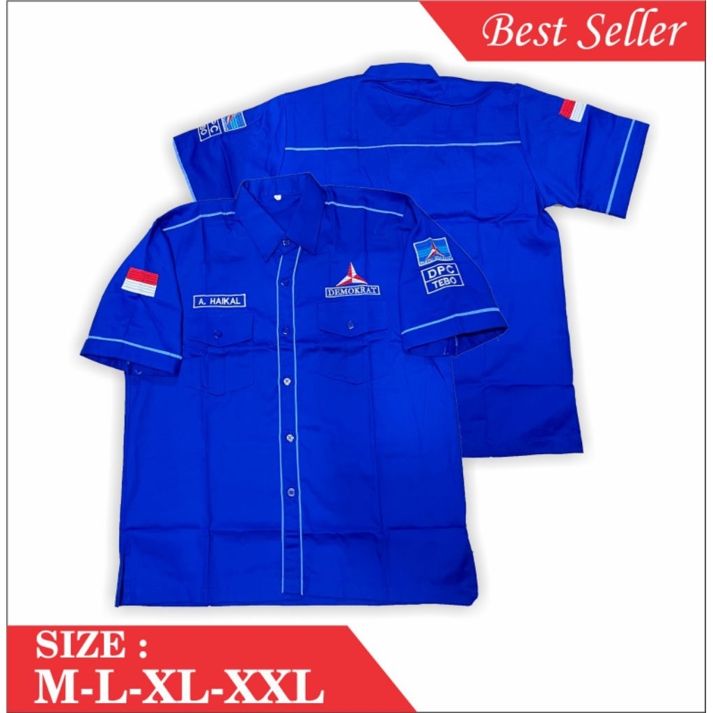 kemeja demokrat pendek/pdh demokrat/kemeja partai demokrat/hem demokrat