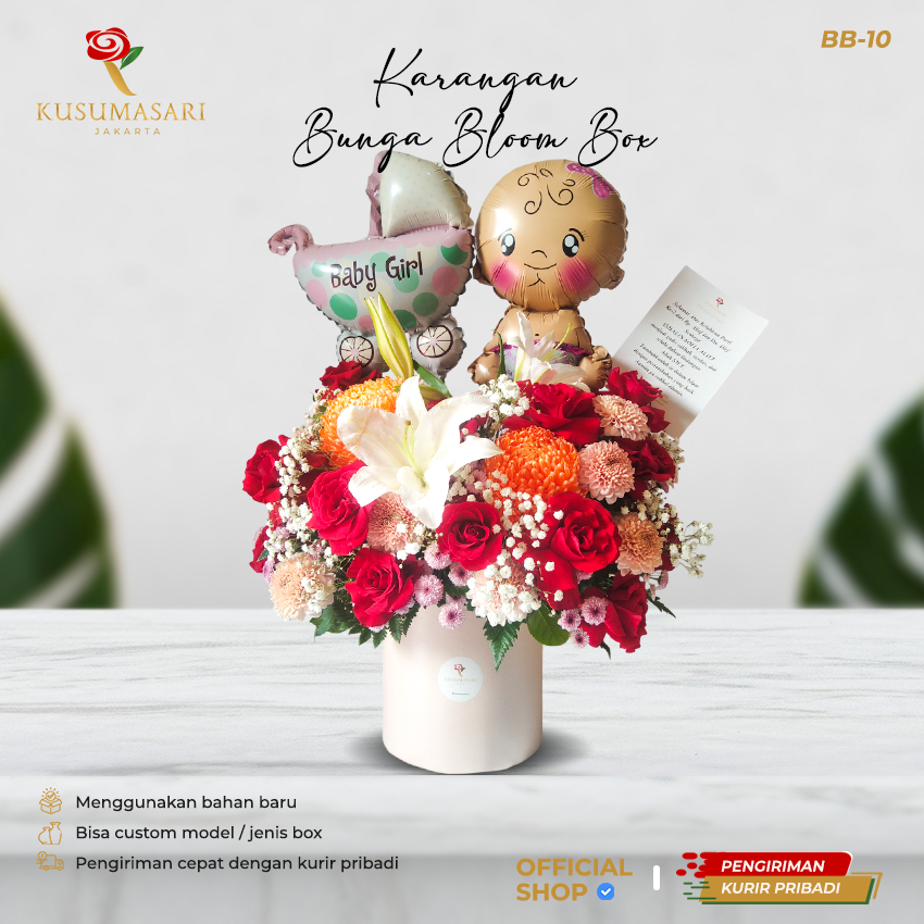 My Baby Love  Karangan Bunga Bloom Box  Rangkaian Bloom Box  Bloom Box Balon  BB-10