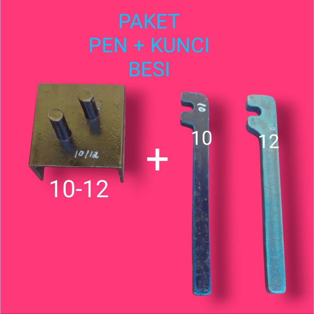 Paket - Alat Penekuk Besi Beton - Pen Besi Ambalan 10-12 dan Kunci Besi Beton 10 & 12 - Kuat dan Kok