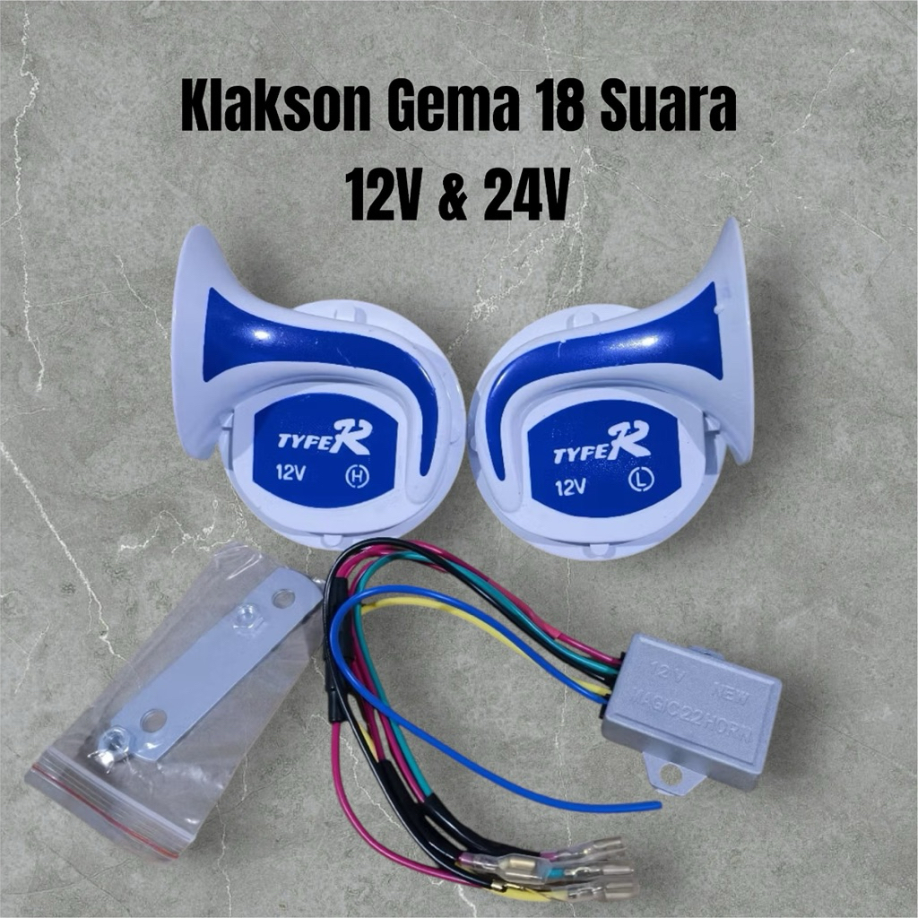 Klakson Telolet keong gema 18suara 12V & 24V tanpa tabung angin