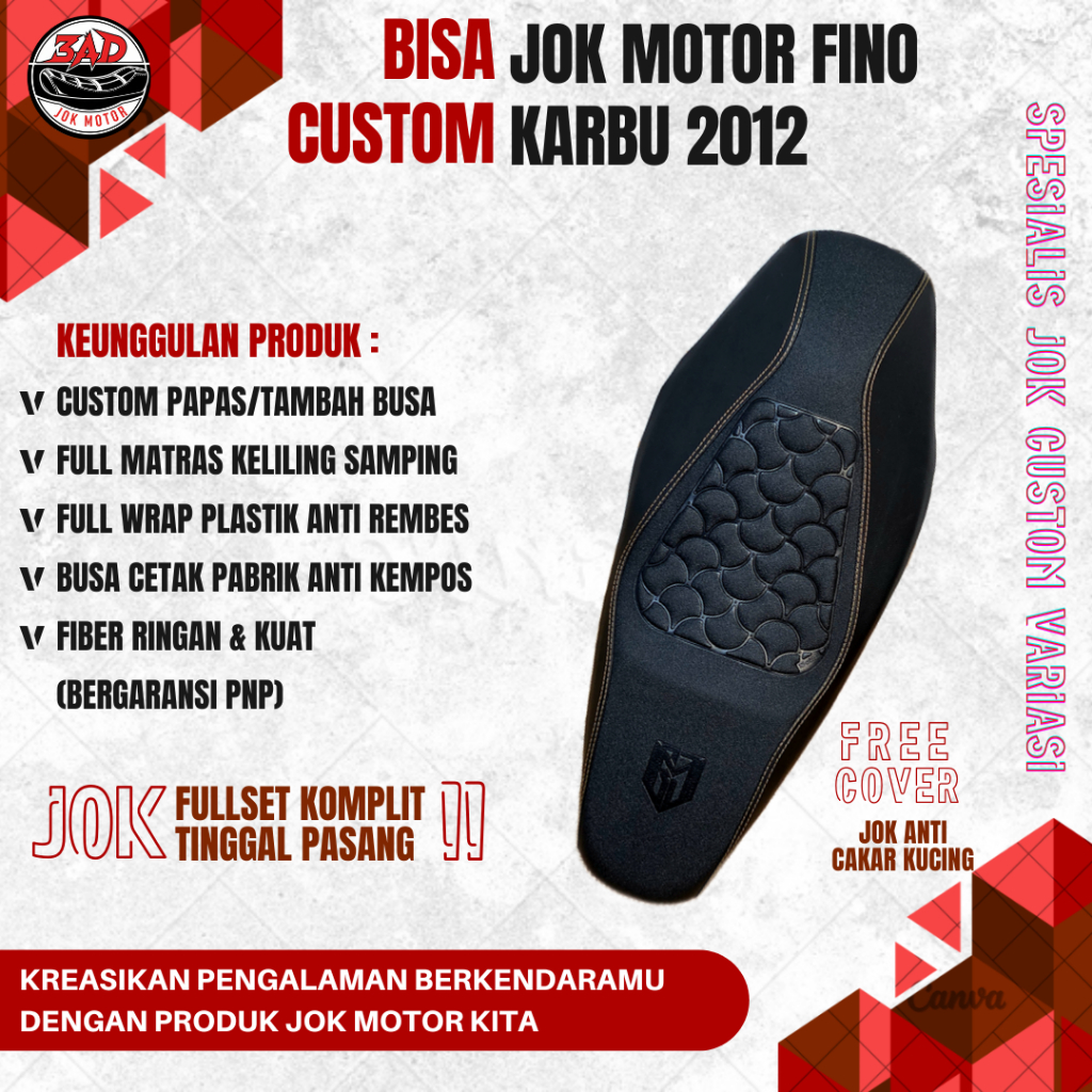 Jok motor fino karbu fullset variasi siap pasang I Jok yamaha mio fino 2012