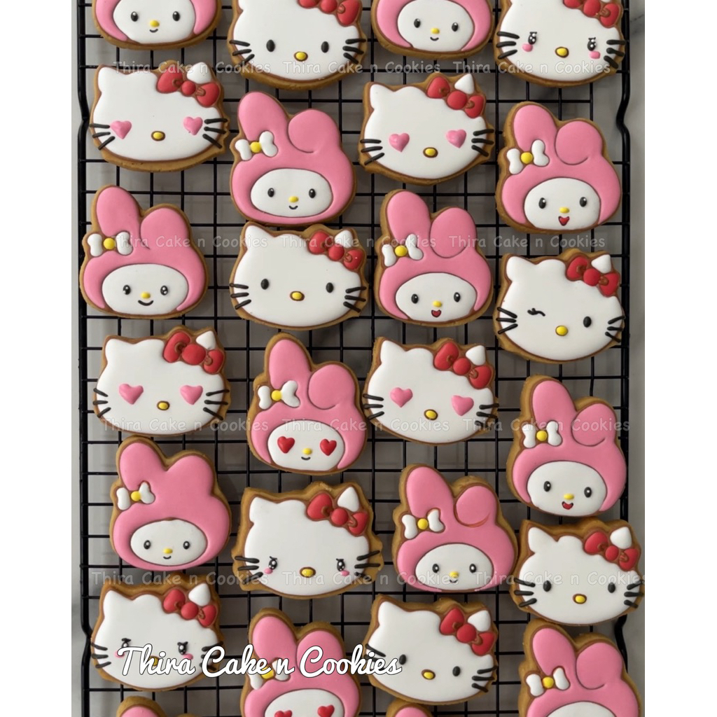 

5 pcs cookies hello kitty my melody icing sugar kukis decorated kue kering dekorasi karakter
