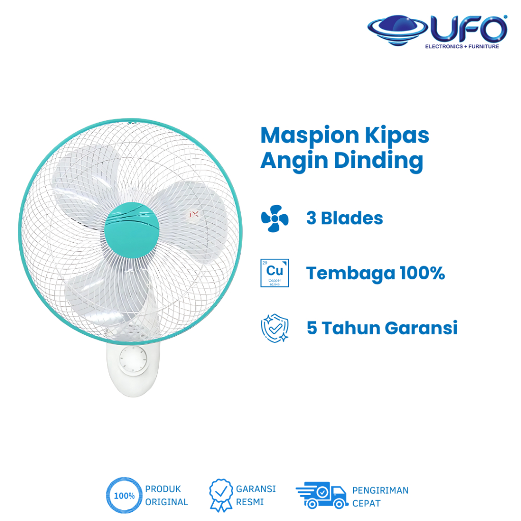Maspion Kipas Angin | Wall Fan / Dinding / Ukuran 12 Inch | Swing Menggunakan Tali | Motor Kuat 100%