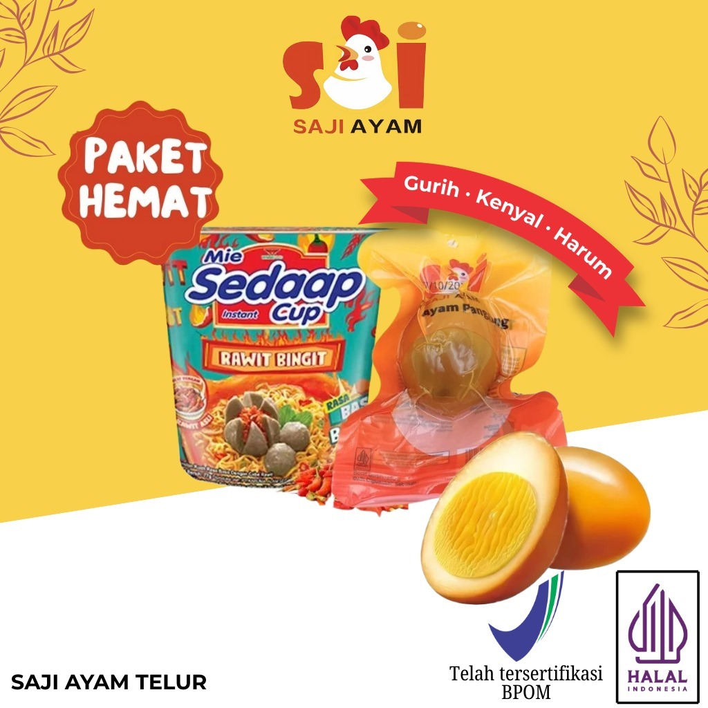 

PAKET HEMAT SAJI AYAM telur ayam panggang plus mie sedaap cup