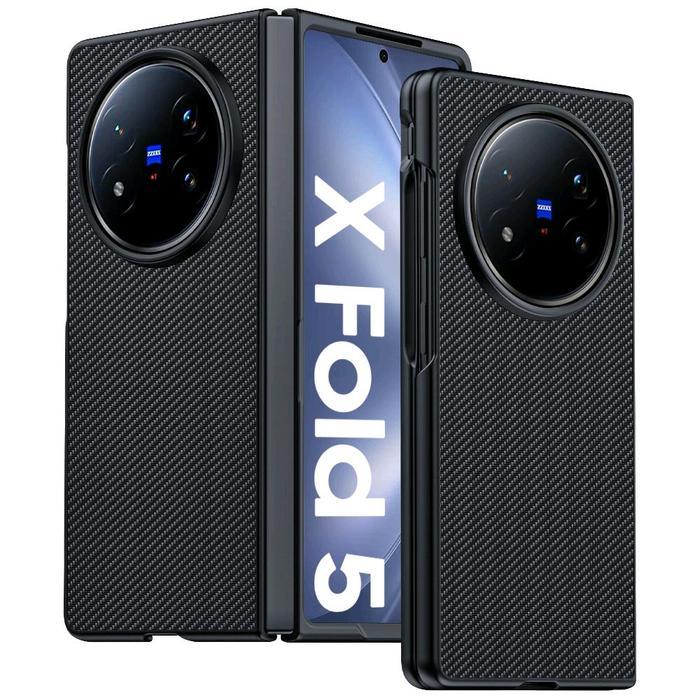 Premium Carbon Fiber Leather Hard Cover for Vivo X Fold 5 - X Fold 5