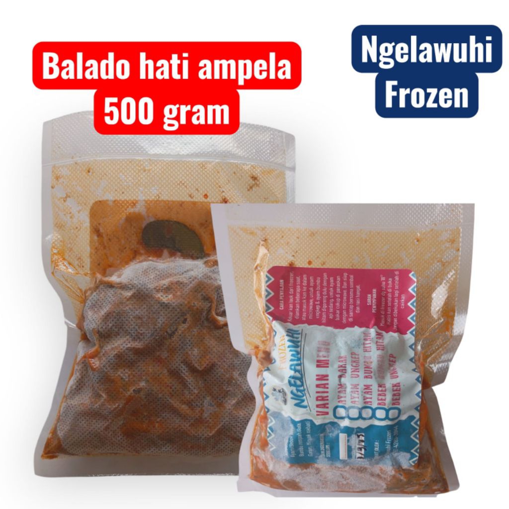 

Balado Hati ampela ayam Frozen 500grm/balado hati frozen/lauk siap saji/lauk siap saji lauk frozen / hatii ayam frozen/sambal goreng hati frozen
