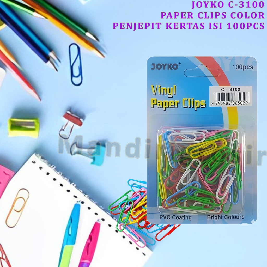 

Vinyl Paper Clips Color * Joyko * Penjepit Kertas Isi 100pcs * C-3100