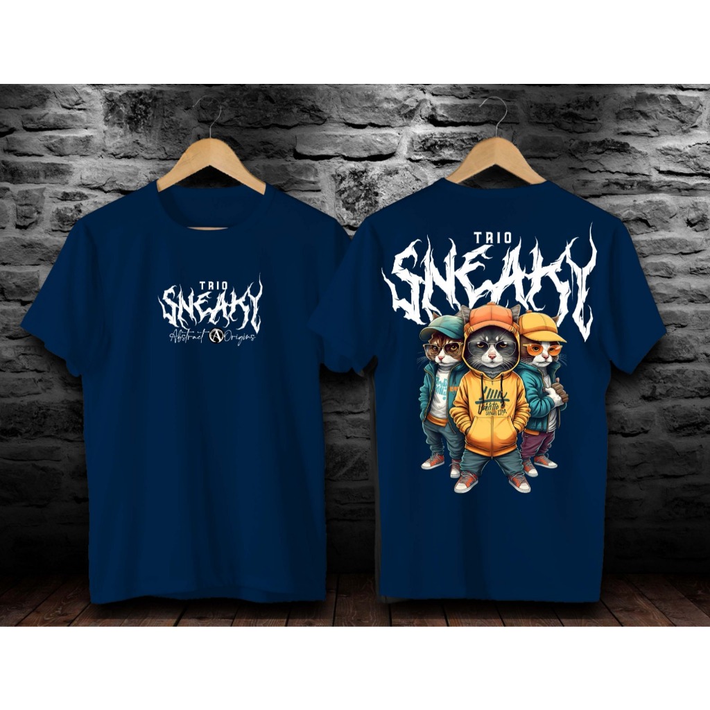 baju kaos distro / baju kaos sneaky kucing kembar /baju kaos jepang/baju kaos pria dan wanita /baju 