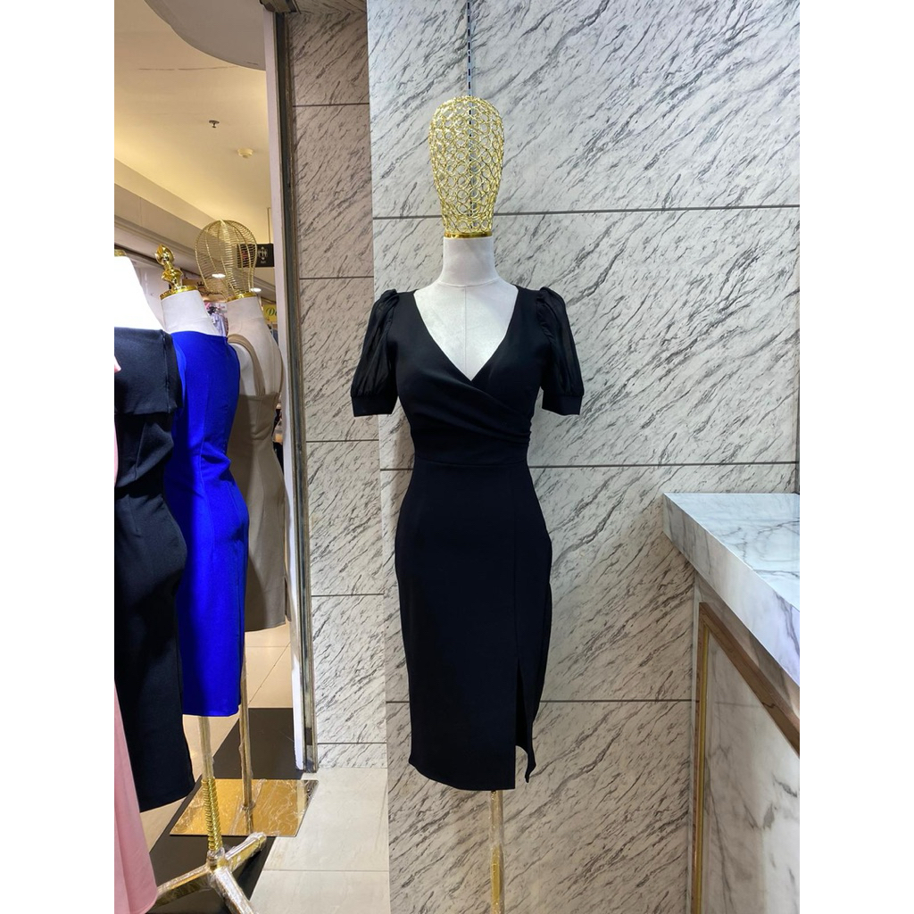 DRESS MIDI VB BERLENGAN V NECK / DRESS MIDI VB PARTYDRESS CASUAL DRESS