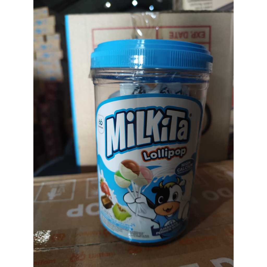 

Permen Milkita lolipop toples
