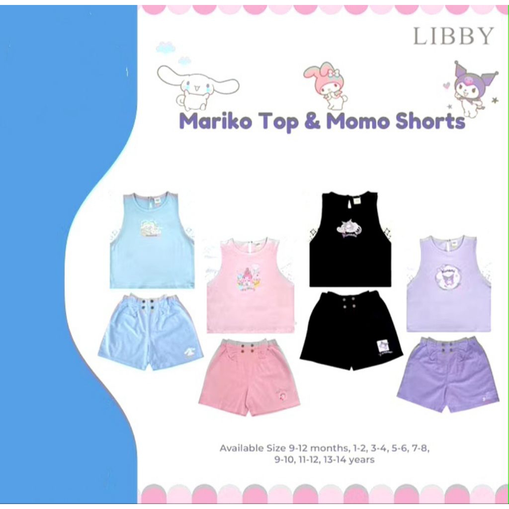 LIBBY SANRIO - SETELAN MARIKO MOMO - SETELAN ANAK PEREMPUAN