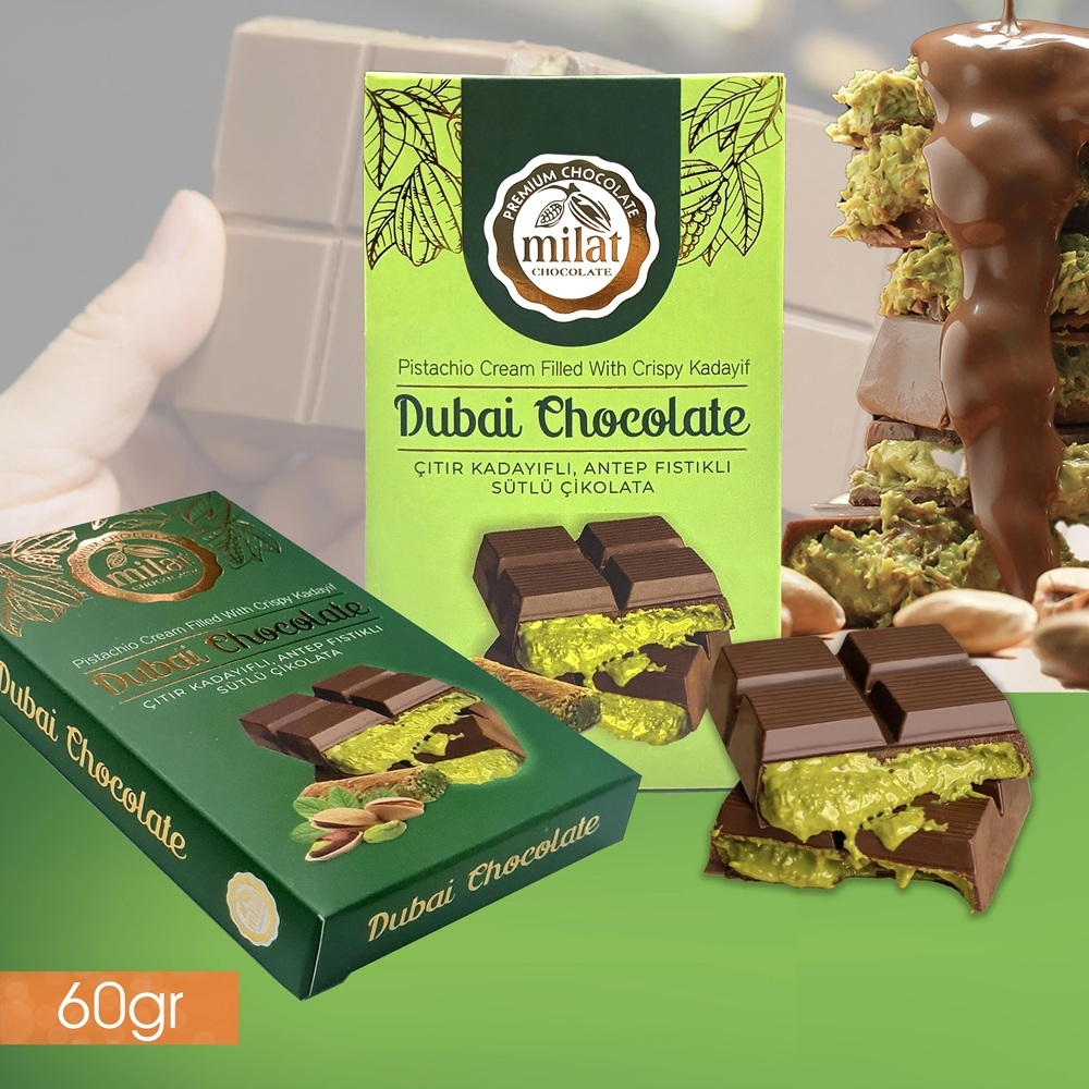 

Cokelat Milat Premium Dubai Chocolate Pistachio with Crispy Kadayif