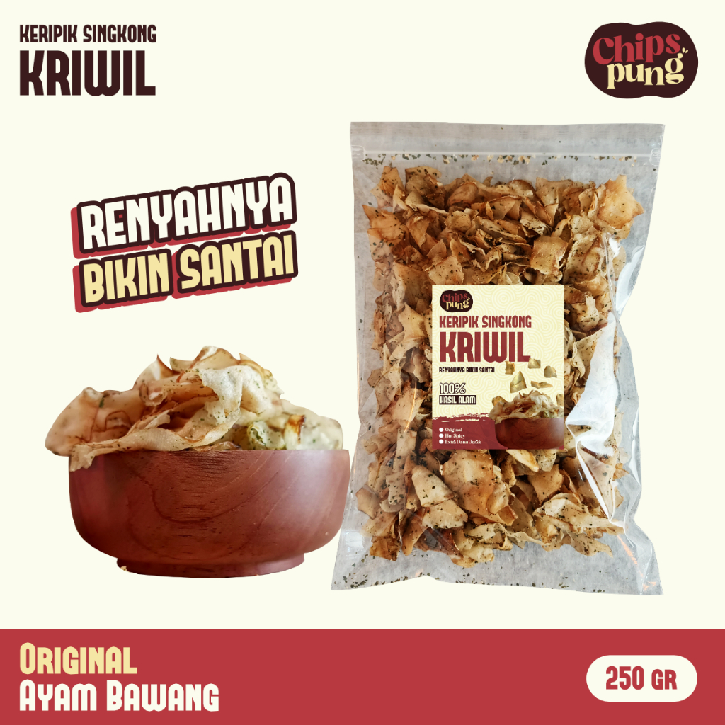 

Chipspung Keripik Singkong Kriwil Daun Jeruk Original Ayam Bawang 250gr