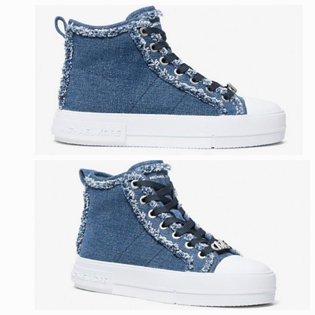 SEPATU MK EVY FRAYED DENIM HIGH - TOP SNEAKER (SIZE 7 / 38 / INSOLE 24CM)
