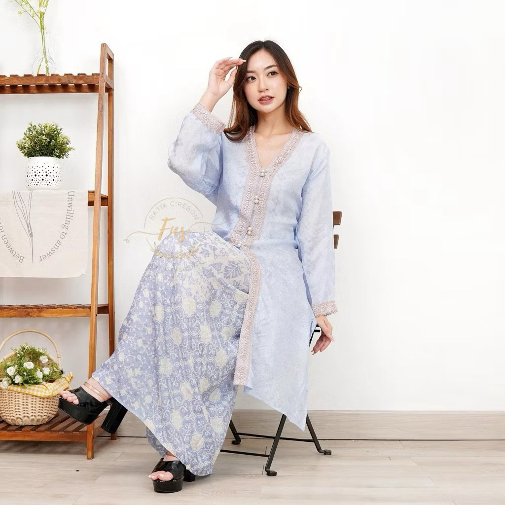 Tunik Nadine Viscose / Batik Renda Cream / Atasan Polos / Rok Lilit Motif