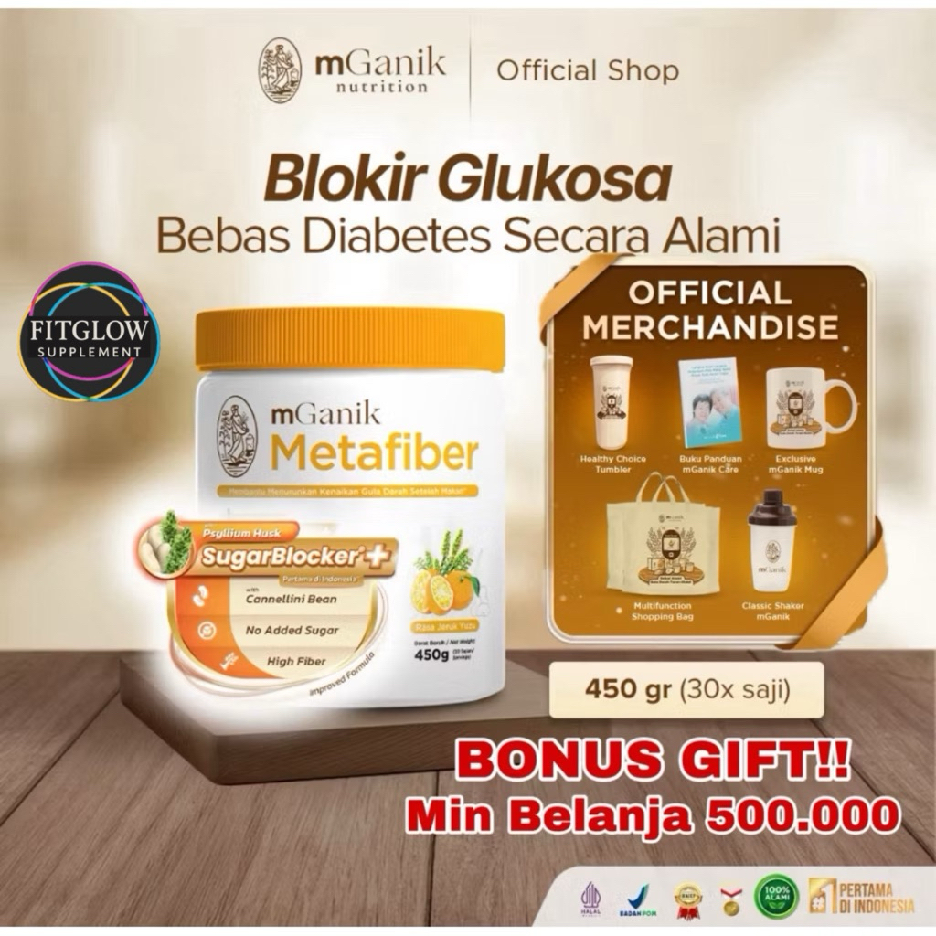 

[FREE GIFT!] mGanik Metafiber 450gr Yuzu Jeruk SUGAR BLOCKER+ Suplemen Serat Diabetes Fiber HALAL BPOM