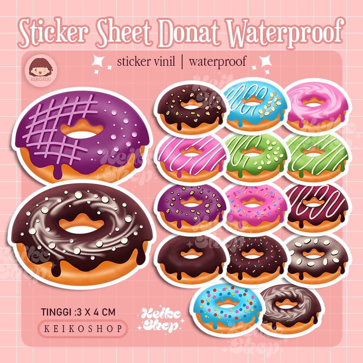

STICKER DONAT MURAH AESTHETHIC WATERPROOF | ISI 16 pcs