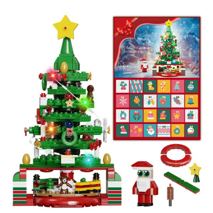

Christmas Tree Themed Building Blocks Christmas Advent Calendar Ornaments 24 Days Countdown Advent Calendar with a Santa Decorations for Boys Girls Xmas Gift (434 Pcs)