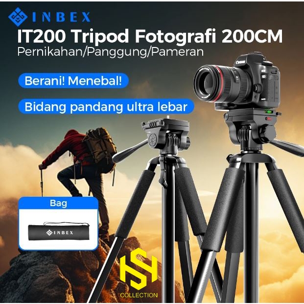 INBEX IT200 2M Tripod Bluetooth Remote Kamera DSLR Tripod Besar Profesional