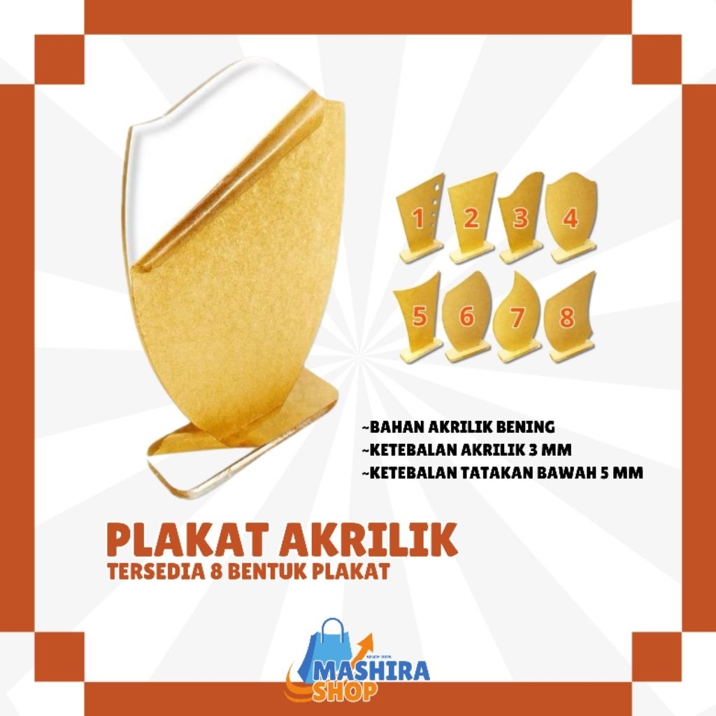 Plakat Akrilik Souvenir Kenang-kenangan Hadiah Kejuaraan dan Penghargaan Trophy Vandel Akrilik PLAKA