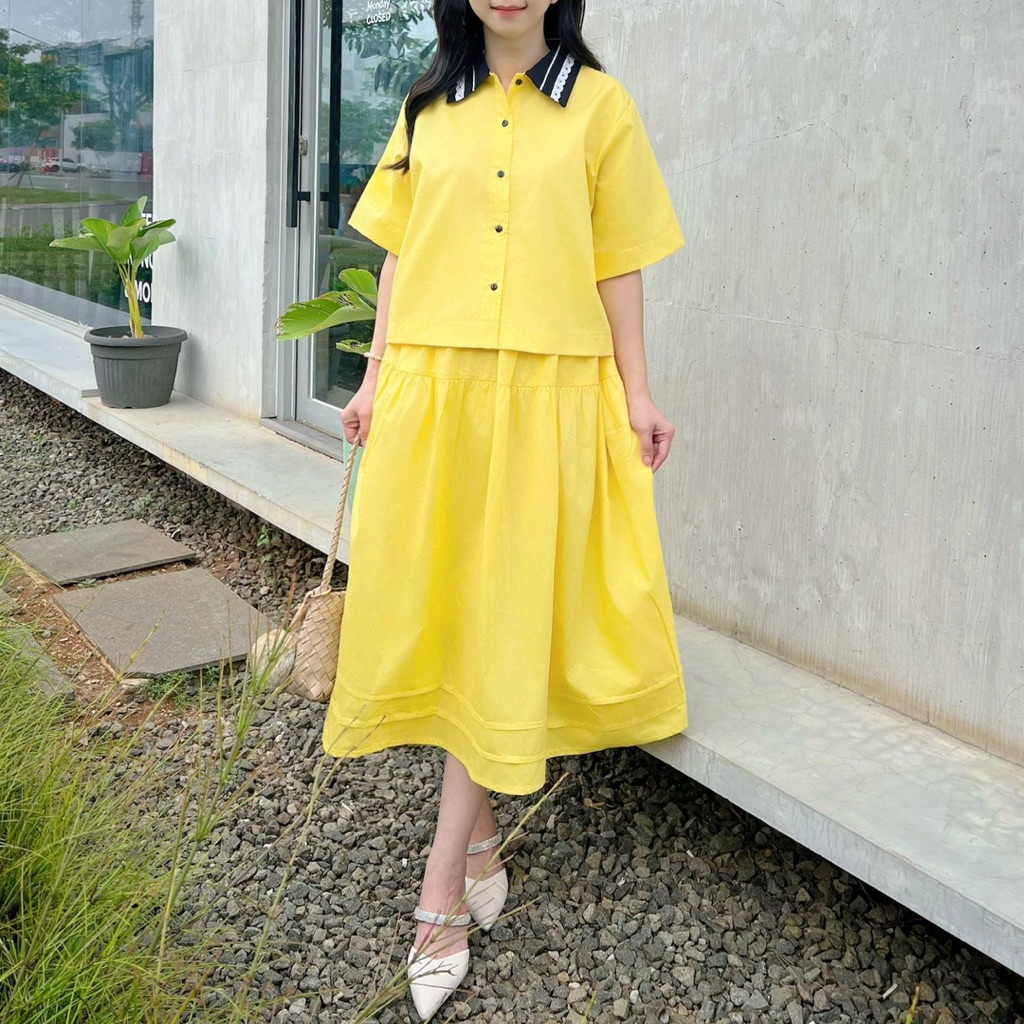 Georgina Lace Collar Set (Setelan)