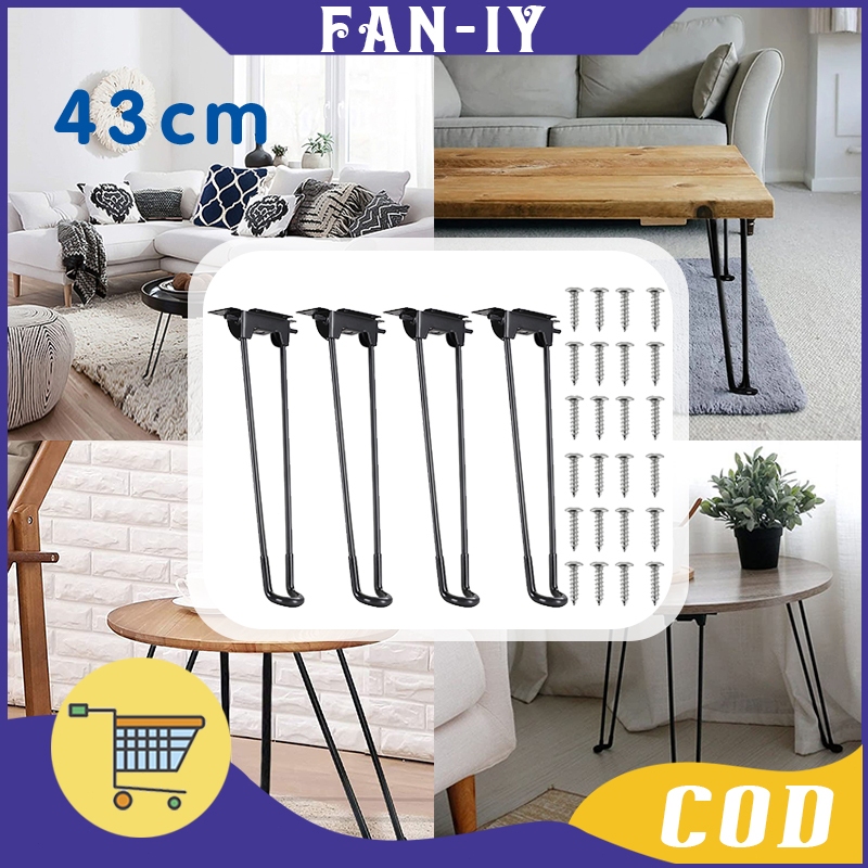 4Pcs 43cm Aksesories Kursi Hairpin Leg Kaki Besi Hairpin Kaki Meja Lipat Tinggi