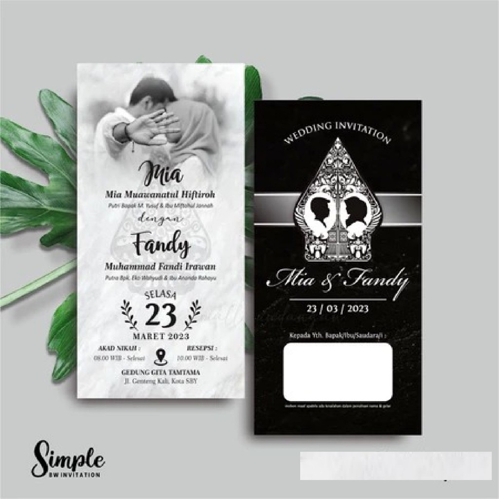 UNDANGAN PERNIKAHAN SIMPLE GOPEK BW SERI 1 - CETAK UNDANGAN KHITAN MURAH - UNDANGAN CUSTOM MURAH