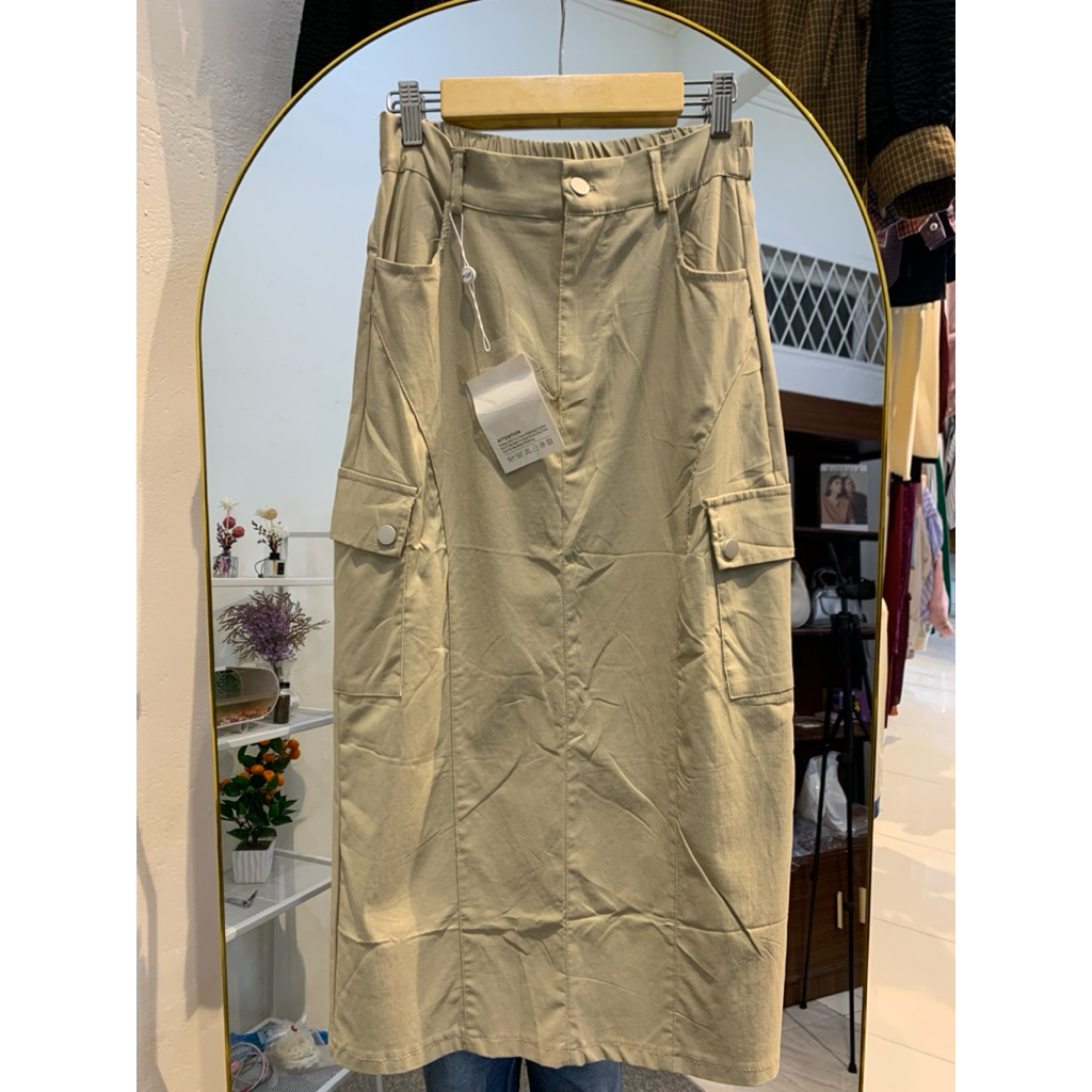 Rok panjang wanita muslimah-Rok plisket/span/flare skirt /cargo kekinian