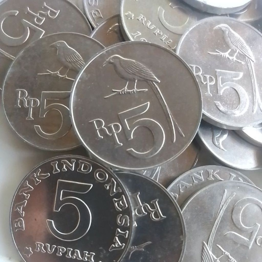 UANG KUNO MAHAR NIKAH KOIN 5 RUPIAH BURUNG TAHUN 1970