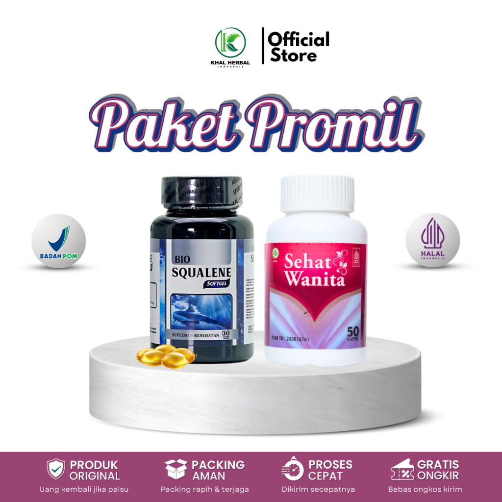 Khal Herbal - Paket Promil Bio Squalene Dan Sehat Wanita Untuk Promil Sudah BPOM dan Halal