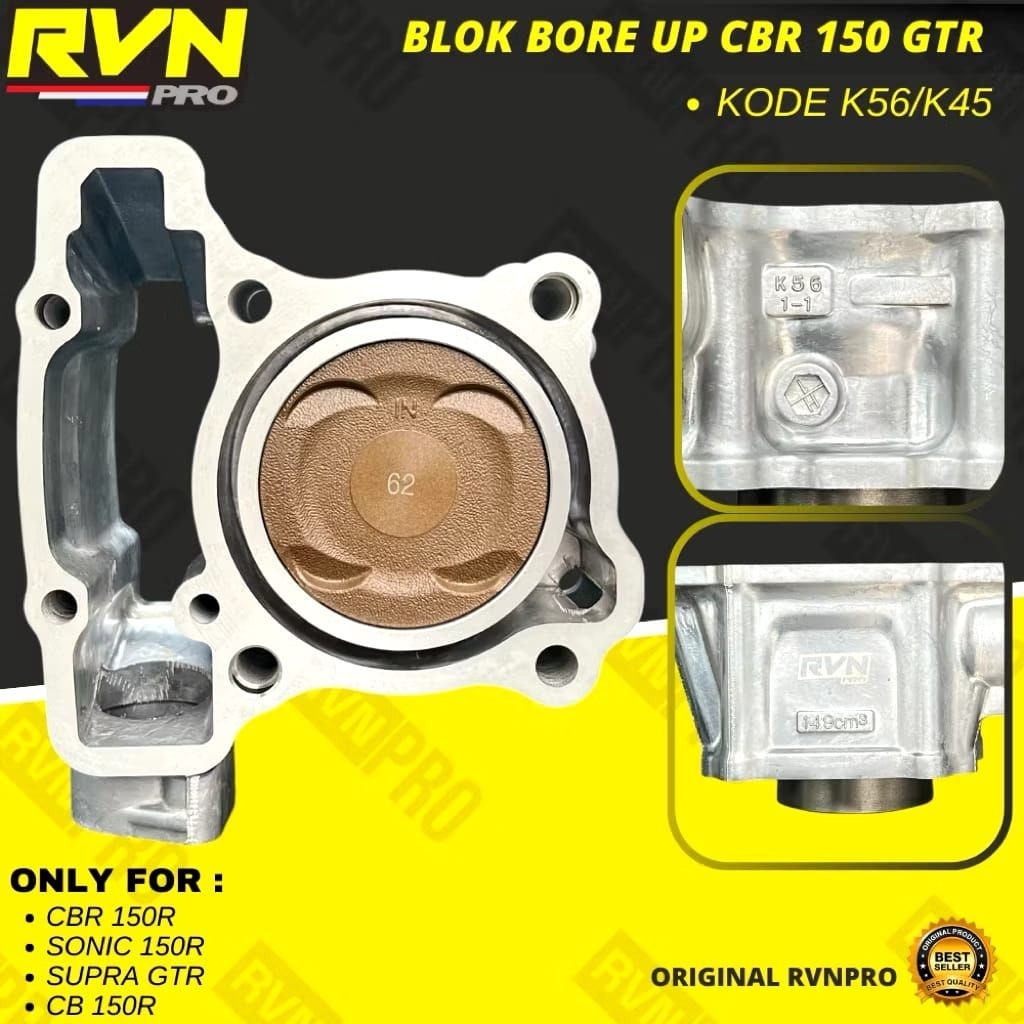 BLOK SEHER BORE UP RACING BOREUP  K56 CBR 150R NEW SONIC 150 R CB 150R NEW SUPRA GTR 150 62 MM 63MM 