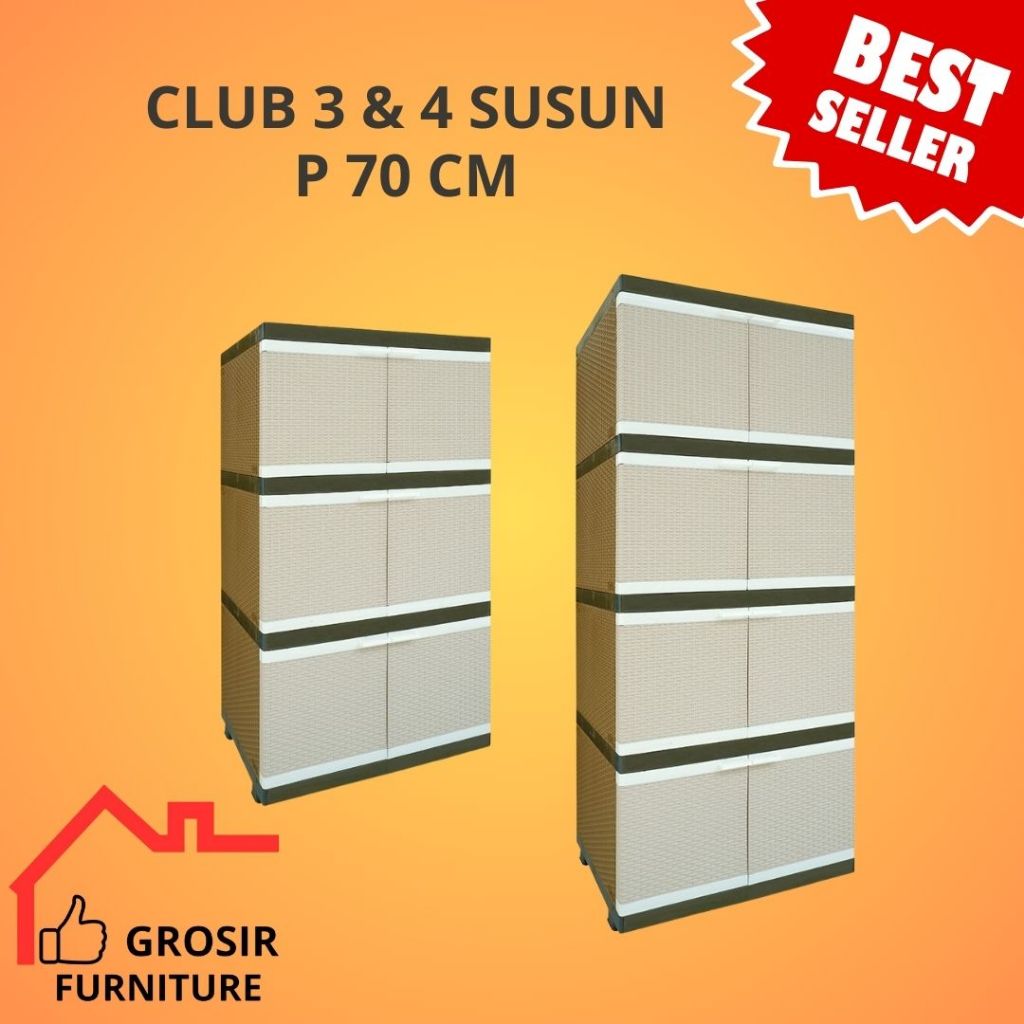 LEMARI PLASTIK CLUB BESAR / CLUB BESAR POLOS 3 4 SUSUN