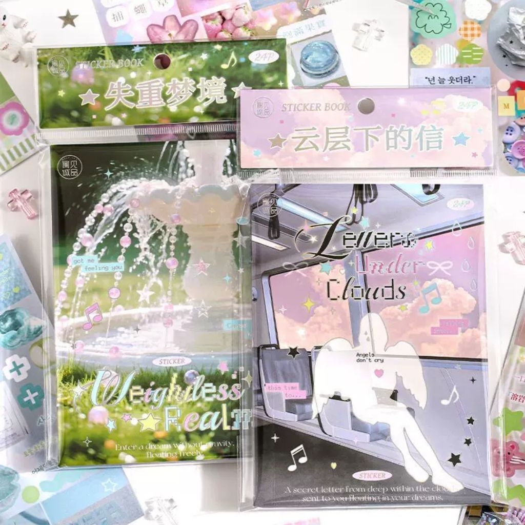 

[WindHeart] 24 lembar Sticker Book Eslite Night Flight Post Office Series - Dream Core Sticker Book Korean Style
