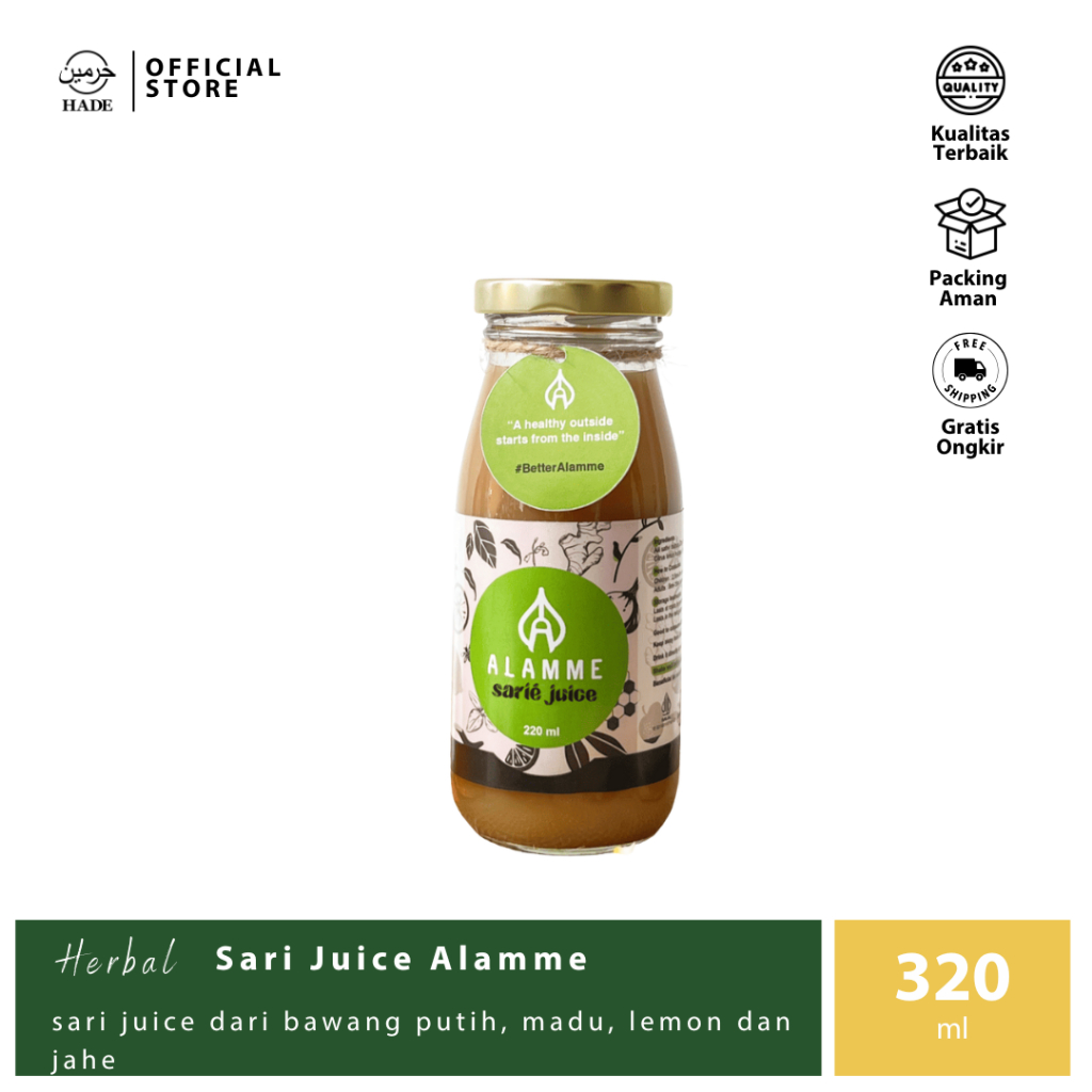 

Alamme - Sari Juice - 320ml - Jus Bawang Putih Tunggal, Cuka Apel, Lemon, Madu