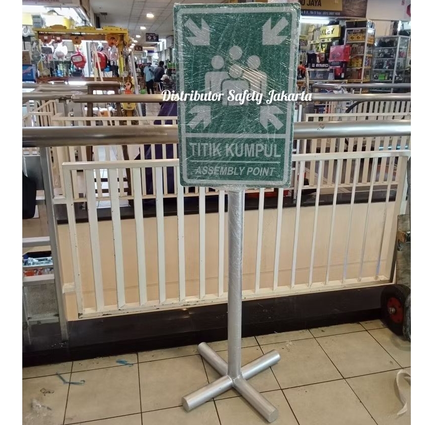 RAMBU TITIK KUMPUL ASSEMBLY POINT + TIANG 2" 1,5 METER PORTABLE