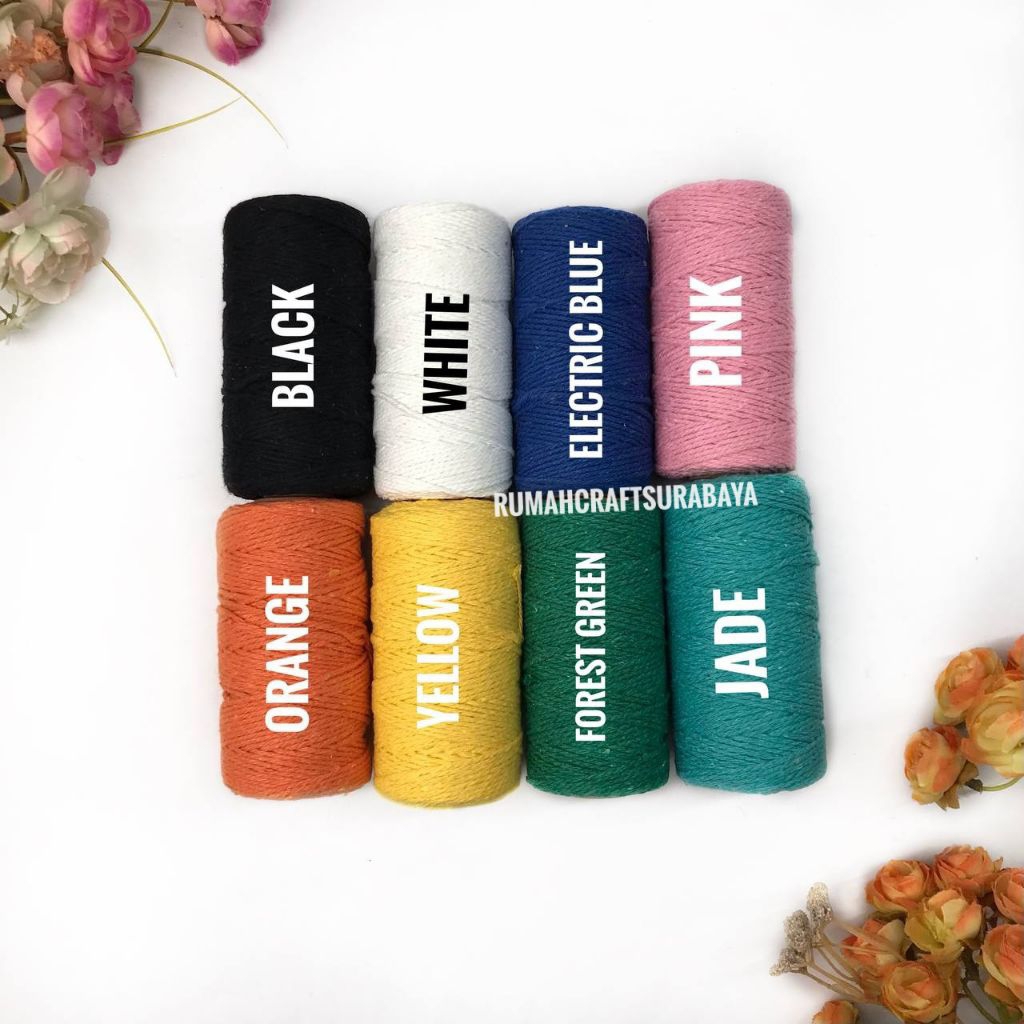 1 ROLL - TALI MACRAME / TALI KATUN MACRAME / TALI KATUN SATU WARNA / TALI KATUN ANEKA WARNA