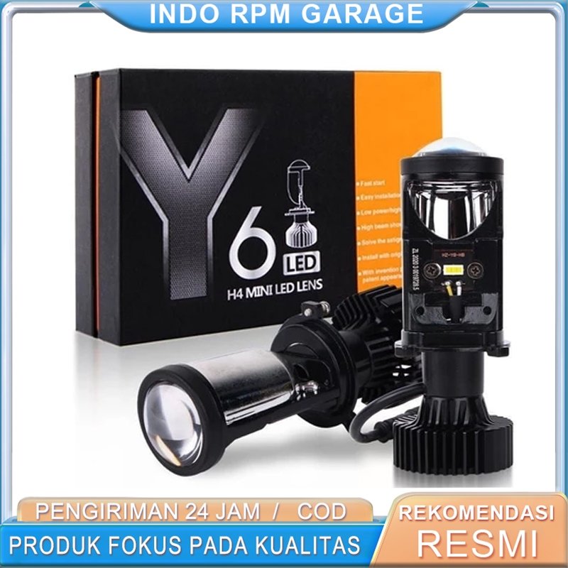 Lampu LED Mobil dan Motor Y6D Y7D  Y17D H4 Proyektor Mini Sangat Terang Sinar Tinggi/Rendah
