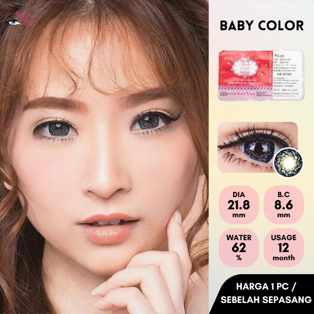 Softlens Baby Color Super Yogurt Blue (HARGA UNTUK 1PC / SEBELAH PASANG)