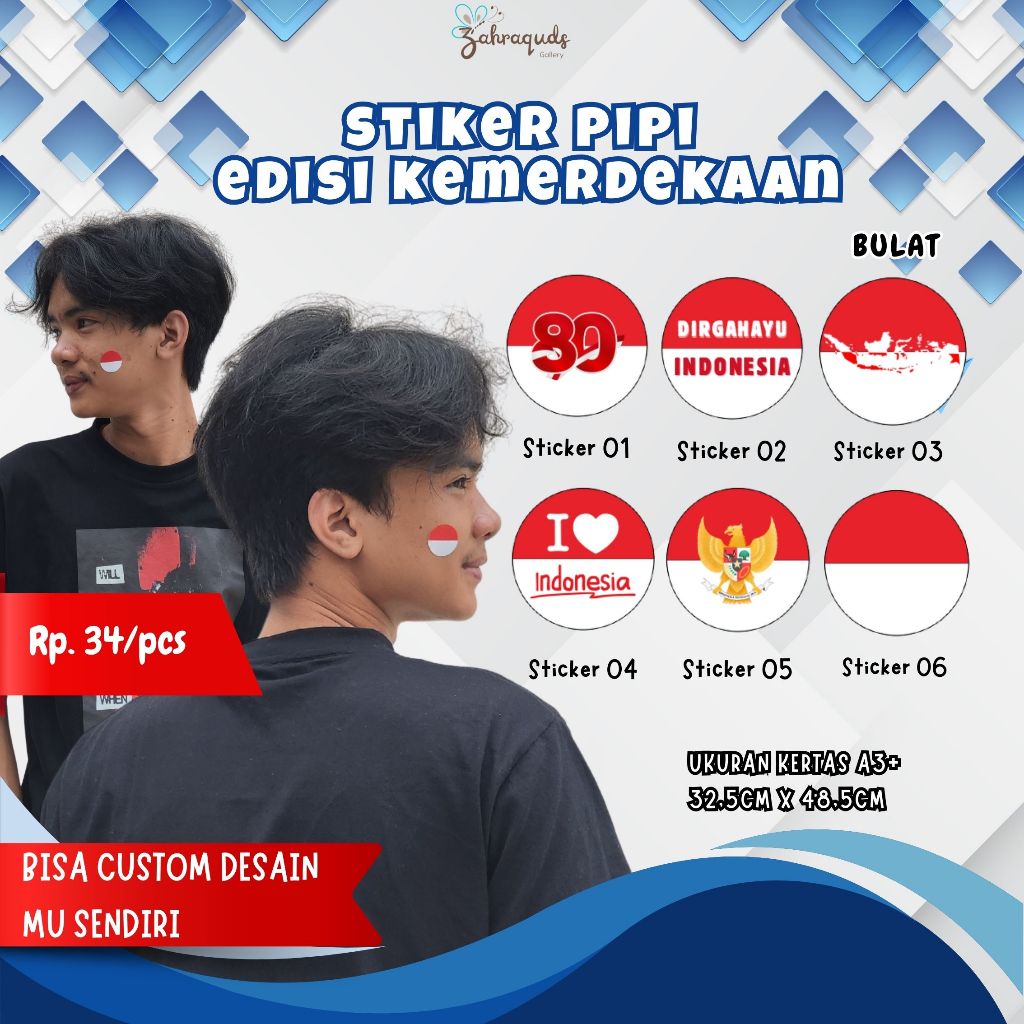 

Stiker Pipi merah putih Bulat 17an – Custom Desain, Chromo+cutting