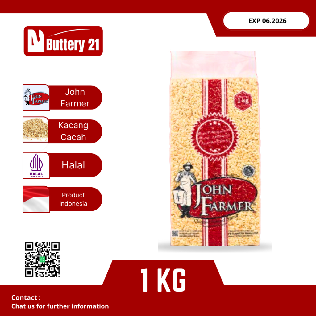 

KACANG CACAH JOHN FARMER 1 KG/CHOPPED ROASTED PEANUT JOHN FARMER
