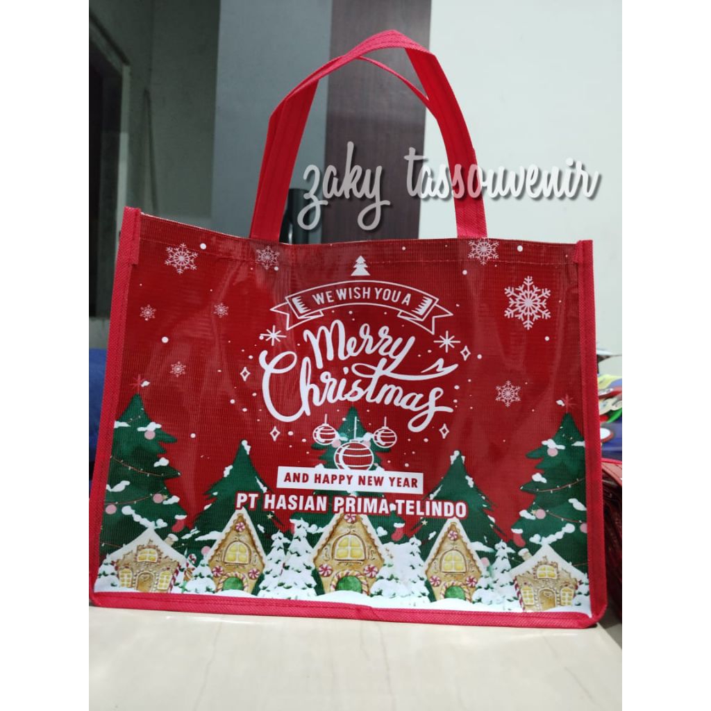 

Tas Natal Merry Christmas Tenteng Full Printing Custom Uk 25x20x14 cm