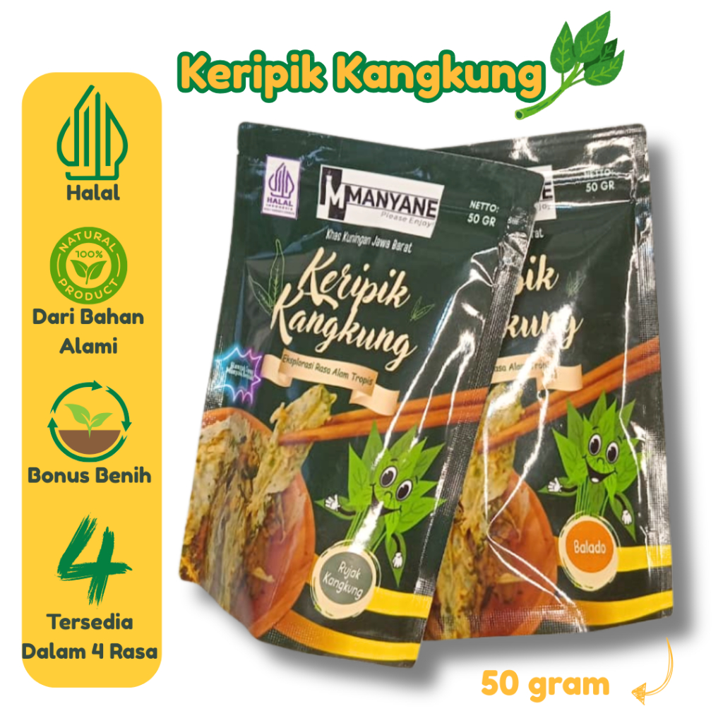 

Keripik Kangkung Mnyane 50gr – Snack Viral 4 Rasa Unik + Eco Pack Bonus Benih