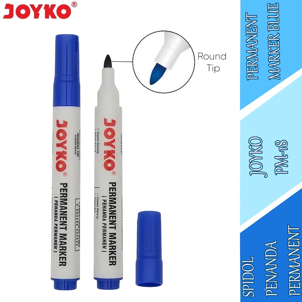 

Permanent Marker Color Blue - Joyko - Spidol Penanda Permanent - PM-18