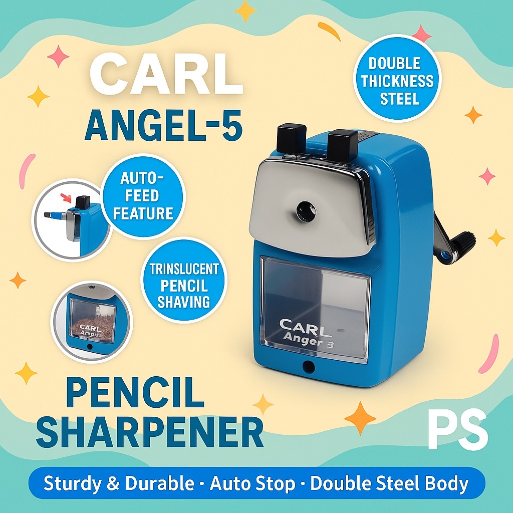 

Carl Angel-5 Pencil Sharpener – Serutan Pensil Meja Manual Premium